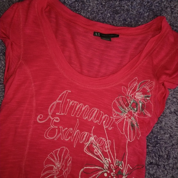 Armani Exchange Tops - Armani Exchange Red Embroidered Top